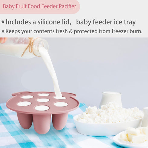 Big spinach Silicone Freezer Tray Baby Fruit Feeder Food Teething Set Must-Have Pacifiers and Food Storage Containers for Babies 6 Months and Up...