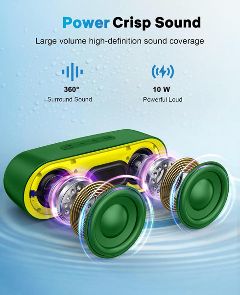 LENRUE Bluetooth Speakers, Waterproof Portable Speakers with TWS, 24 Playtime, Stereo Sound, Wireless for Home Shower Pool Beach Outdoor (Green).....