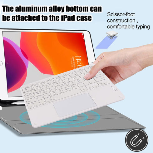 Wireless Bluetooth Keyboard,10-inch Ultra-Slim 7 Color Backlight Keyboard with Touchpad,Rechargeable Wireless Magnetic Bluetooth Portable Keyboard...