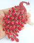 Sindary Pretty Bird 4.33" Peacock Brooch Pin Austrian Crystal BZ5651 (Gold-Tone Red)...