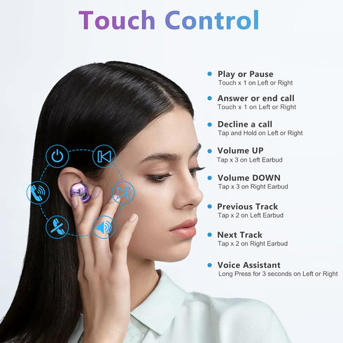 Wireless Earbuds Deep Bass Stereo Sound Bluetooth Earbuds 120H True Wireless Headphones with Ear Caps (S/M/L) for Samsung S23/S22/S21 Ultra Z Flip...