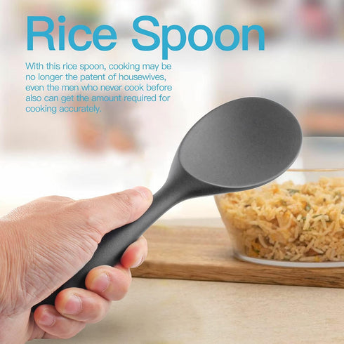 Vonty 2pcs Silicone Non Stick Heat Resistant Rice Paddle Spoon 8.8 Inch, Black...