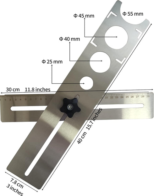 Ceramic Tile Hole Locator, Stainless Steel Universal Punching Tool for Wall Receptacle Outlet, Faucets and Water Heater Pipes, Measuring Range 300...