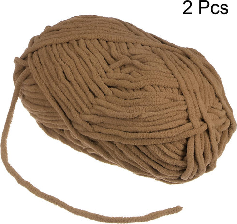 2Skeins Chenille Yarn Blanket Yarn 2x100g/7.1oz #6 Super Bulky Polyester Soft Knitting for Crochet Weaving Bag Scarf Hat, Brown......