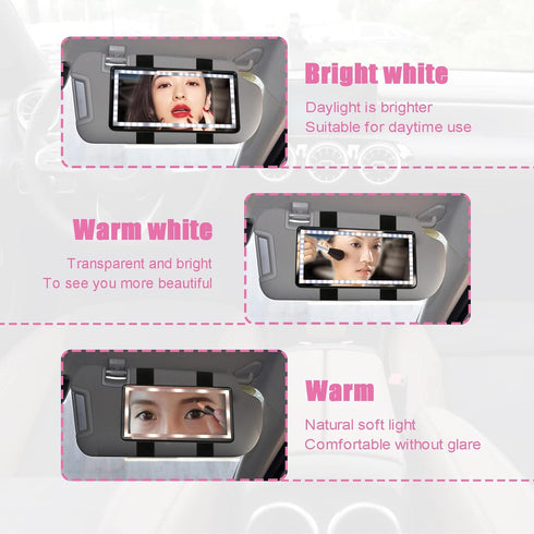Car Sun Visor Vanity Mirror, Car Interior Accessories Makeup Mirror with 3 Light Modes & 60 LEDs, Rechargeable Led Light Car Mirror with Dimmable ...