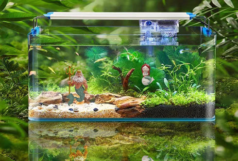2Pcs Floating Fish Tank Decorations Mermaid and Poseidon, Cartoon Fish Playmate Aquarium Accessories, Cute Underwater Landscaping Ornament...