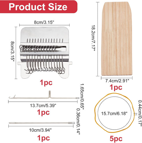 arricraft Wood Knitting Looms, Wooden Weaving Frame Loom Mini Household Mending Loom Weaving Loom Kit with Pin Rubber Findings for Quickly Mending...