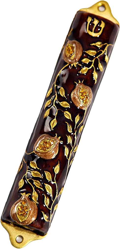 Bless This House Mezuzah Case - Pomegranate Tree Design Judaica, Door Mezuza Case 4"...