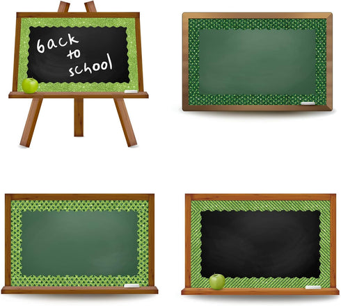 Whaline 69Ft St. Patrick's Day Glitter Bulletin Board Borders 5 Designs Shine Green Shamrock Stripe Dot Decoration Trim Bulletin Board Stickers fo...