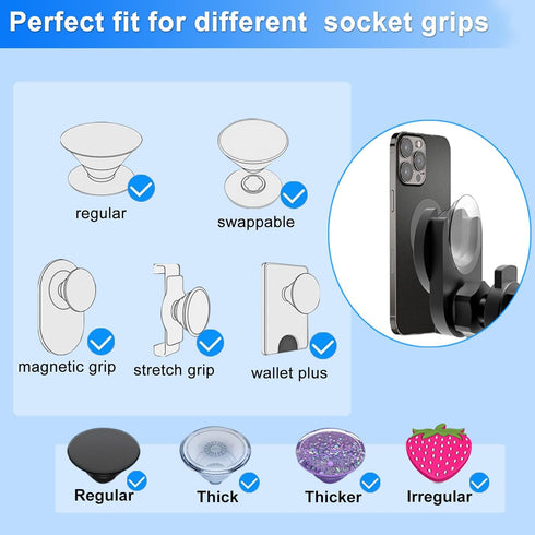 CD Slot Car Grips Phone Holder,CD Slot Phone Holder for Grip/Socket,CD Slot Socket Mount Compatible with Magsafe Wallet Black iPhone Samsung Card ...