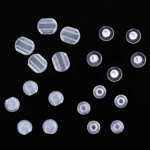 Maxdot 100 Pieces 4 Size Earring Pads Silicone Comfort Earring Cushions for Clips on Earrings, Clear...