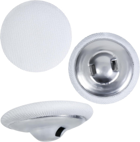 Fabric Cloth Covered with Metal Shank Round Buttons for Jacket Coat Blouse Jeans Dress Suits Bridal Gowns Sewing Buttons,20PCS (25mm, White)...