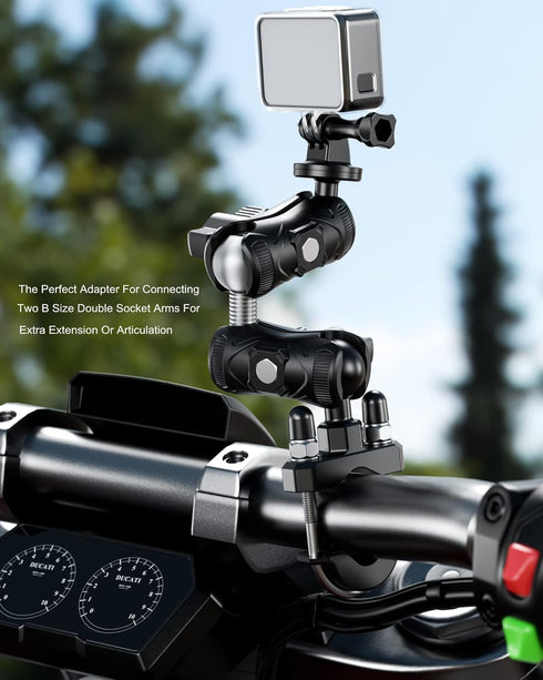 BRCOVAN Aluminum Alloy 1'' Ball to 1'' Ball Adapter Compatible with RAM Mounts B Size Double Socket Arm, Chrome...