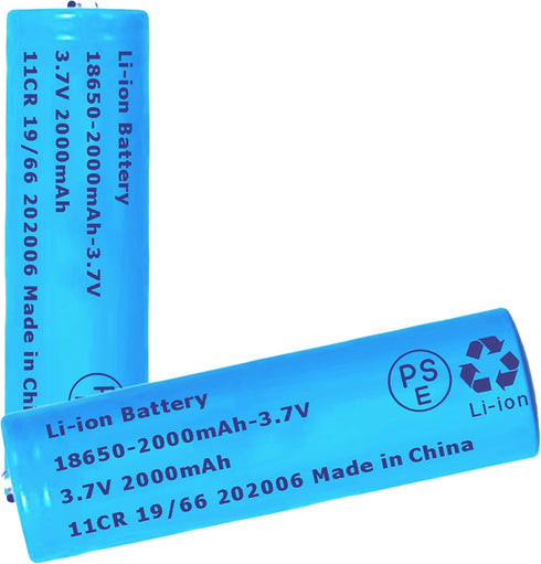 2 Packs 3.7V Rechargeable Batteries Button Top Battery for Flashlights, Headlamps, Doorbells, Toy Cars Blue...