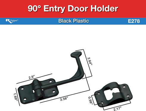 RV DESIGNER Collection E278 Entry Door Holder 90 Degree Blk, Black...