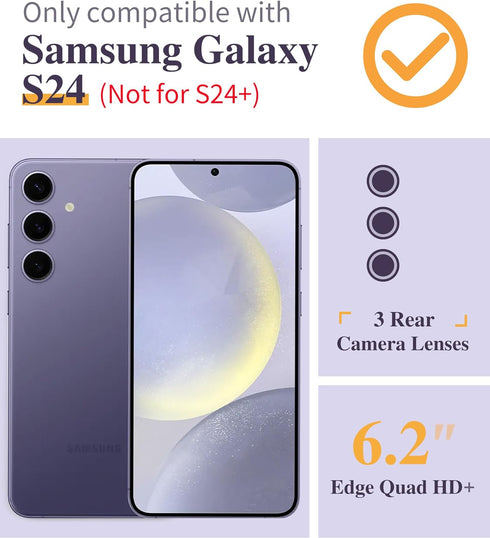 GVIEWIN for Samsung Galaxy S24 Case Floral, with Screen Protector & Camera Lens Protector, Hard PC&TPU Bumper Clear Shockproof Protective Women Ph...