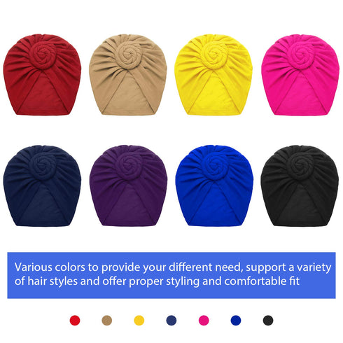 SATINIOR 8 Pieces Women African Turban Flower Knot Headwrap Pre Tied Bonnet Beanie Cap Headwrap Hair Loss Wrap Headband Tie (Fresh Color)...