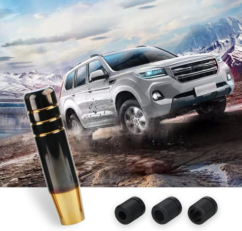 1 PC Polished Aluminum Alloy Car Gear Stick Lever Shift Knob, 5" Car Gear Long Handle Weighted Shifter Knob with 3 Threaded Adapters Fit Most Auto...