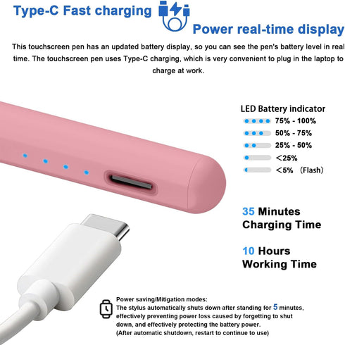 Stylus Pens for Touch Screens Power-Display Tablet Pen POM Tip Magnetic Digital Touch Pen Compatible with iPhone/iPad/iPad Pro/Lenovo/and Other iO...