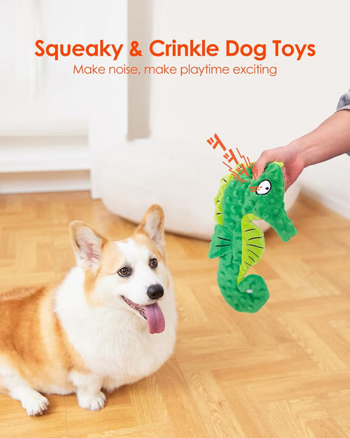 HGB Squeaky Dog Toys, No Stuffing Crinkle Plush Dog Toys for Small Medium Large Breeds, Interactive Dog Chew Toys for Aggressive Chewers, Puppy Te...