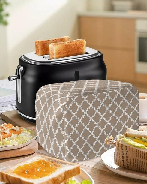 Toaster Cover 2 Slice, Beige Moroccan Pattern Geometric Bread Maker Cover Toaster Dust Cover with Pockets, Dust-Proof Cover for Kitchen Small Appl...