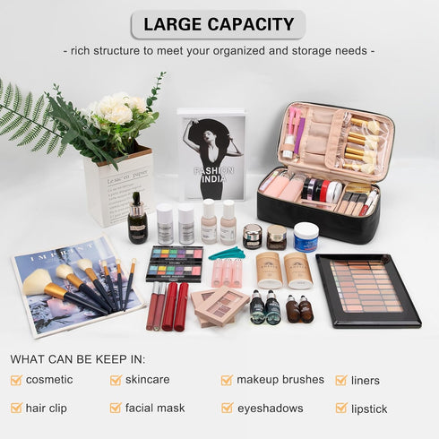 CUBETASTIC Makeup Bag, Travel Make Up Train Case, Large Capacity Cosmetic Organizer Bags with Dividers, Portable Skincare Bag for Women Waterproof...