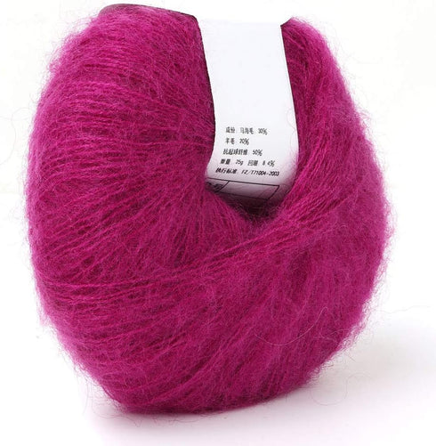 26g/Roll Soft Angora Mohair Yarn Wool Knitting Yarn for Clothes Scarves Sweater Shawl Hats and Craft Projects Include A Crochet(Dark red)......
