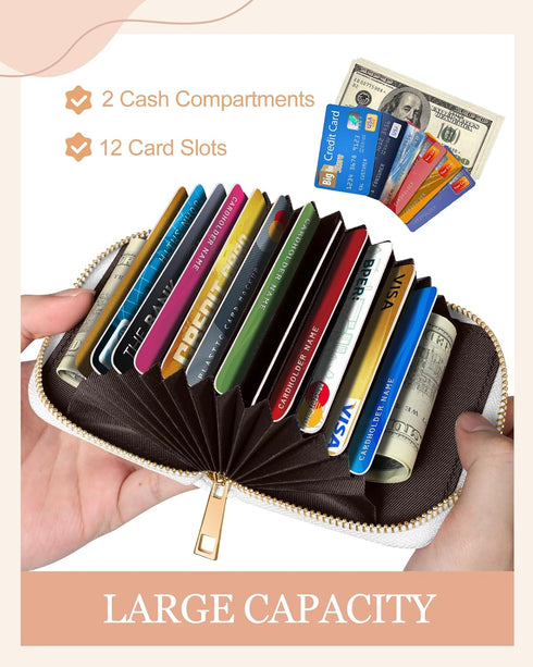 Bistup Credit Card Holder for Women Cute Small for Ladies Teen Girls Female Rfid Leather Cardholder Wallets with Keychain Accordion Organizer Purs...