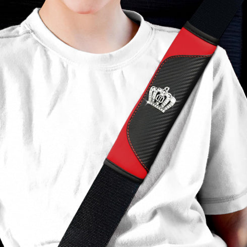 Car Seat Belt Cover, Soft Auto Seat Belt Cover, Diamond Crown Gear Shifter Cover, Car Seat Belt Strap Cushion, Carbon Fiber Leather Car Seat Belt ...