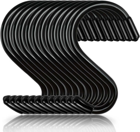 3 Inch 12 Pack Small S Hooks,Heavy Duty S Hooks for Hanging Plants,Vinyl Coated Non Slip S Hooks ,Black S Hooks Pot Rack Closet Hooks for Hanging ...