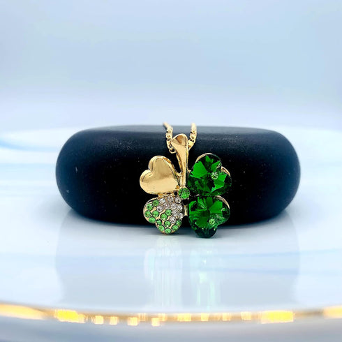 Mall of Style Four Leaf Clover Necklace - Green St.Patrick's Day Earrings for Women - Shamrock Earrings - Irish Jewelry - Shamrock Pin Brooch - Gr...