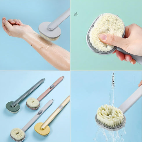 2 Pack Back Scrubber for Shower, Long Handle Bath Massage Cleaning Brush, Family Essentials Long Handle Back Shower Bath Soap Dispenser Massage Cl...