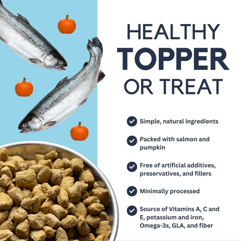 Salmon & Pumpkin Topper for Dogs - Freeze Dried Dog Treats & Toppers, Raw Mixers for Meals, Healthy for Picky Eaters, Natural & Wholesome Protein ...