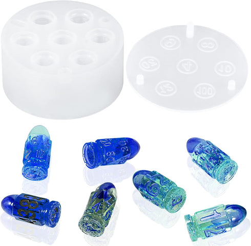Bullet Dice Resin Molds Silicone Molds Set of 7 Dice Epoxy Resin Molds Dice Silicone Molds for Epoxy Resin for Role Playing Games DIY Dices Making...