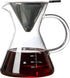 Pour Over Coffee Maker with Reusable Stainless Steel Drip Filter, Glass Drip Coffee Maker Set, Lead-Free Borosilicate Glass Coffee Carafe for 1-4C...