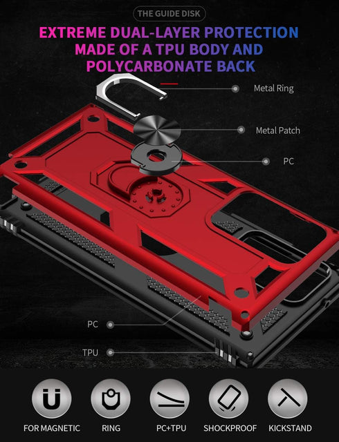 Galaxy Note 20 Ultra Case (NOT Fit The Note 20) with HD Screen Protectors, Androgate Military-Grade Ring Holder Kickstand Drop Tested Shockproof C...