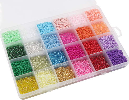 EuTengHao 13200Pcs Glass Seed Beads Small Craft Beads Small Beads for DIY Bracelet Necklaces Crafting Jewelry Making Supplies with Two 0.6mm Clear...