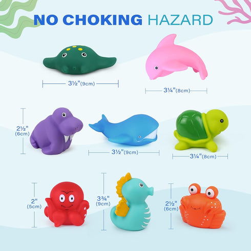 LotFancy Bath Toys for Kids Ages 1-3, Mold Free Bath Toys for Infants Toddlers, 8PCS No Holes Ocean Sea Animal Bathtub Toys, Soft Baby Bath Tub To...