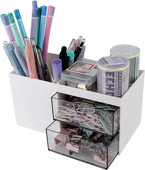 Office Desk Organizers and Accessories - Desk Organizer with Drawers, Multifunctional Pencil Holder for Desk, Makeup Organizer, Desktop Storage Or...