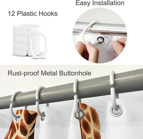 Moslion Giraffe Bathroom Shower Curtain Wild Animal Watercolor Giraffe Brow White Feather Shower Curtains Home Decorative Waterproof Polyester Fab...