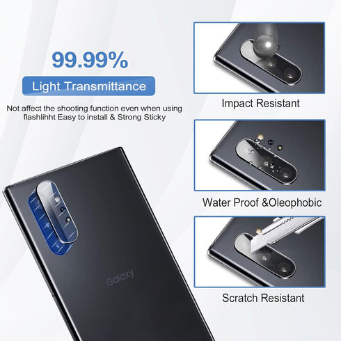[2+2 Pack Galaxy Note 10 Screen Protector, 9H Tempered Glass with Camera Lens Protector, Ultrasonic Fingerprint Support, 3D Curved, HD Clear Scrat...