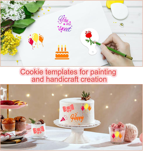 36pcs Cookie Stencils, 36 Styles Cookie Decorating Stencils Reusable Happy Birthday Cake Stencil Templates for Cookies Baking Painting Dessert Dec...