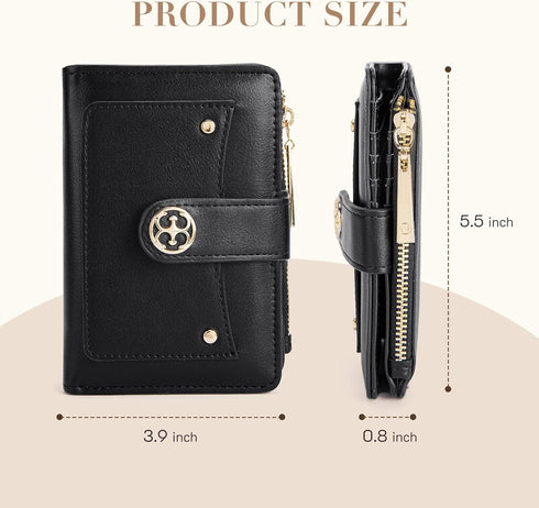 Missnine Small Wallet for Women RFID Compact Wallet Vegan Leather Bifold Ladies Wallet with Card Holder and Coin Purse...