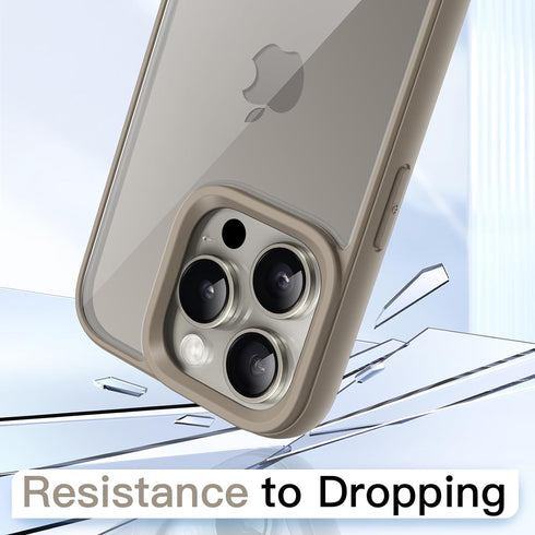 JETech Case for iPhone 15 Pro Max 6.7-Inch, Shockproof Phone Bumper Cover, Solid Color Matte TPU Frame, Anti-Scratch Clear Back (Natural Titanium)...
