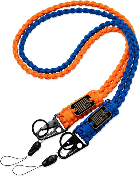 Paracord Key Lanyard for Men/Women, Heavy Duty Lanyard for Keys/Id Badges with Cool USA Flag, Military Braided Tactical Neck Lanyard Keychain for ...
