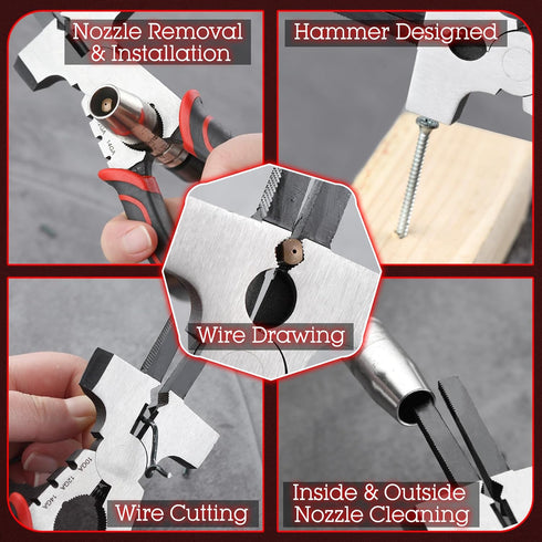 SPEEDWOX MIG Welding Pliers With Measurement Holes 7 In 1 Multi-Function Welding Pliers Mig Welder Welding Tools Slag Hammer Welding Accessories A...