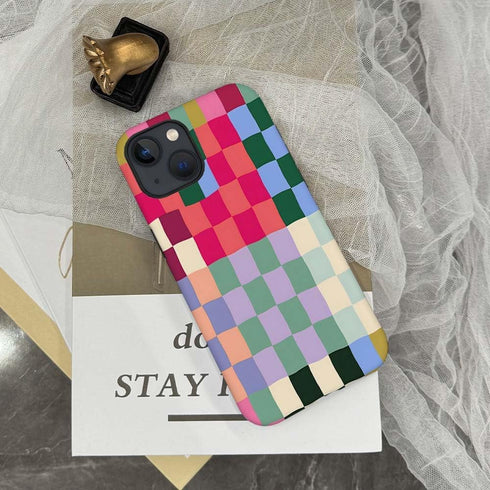 SEized Case Compatible with for iPhone 14,Colorful Checkerboard Phone Case for Girl Women Boy Men,Durable Protection Case for iPhone 14...