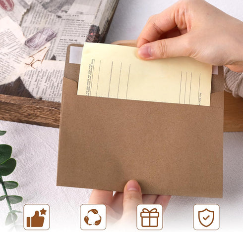 HANSGO 50PCS Kraft Envelopes, 6.3" x 4.3" Gift Card Holders Invitation Envelopes for Wedding Postcards Greeting Cards Mailings Holidays...