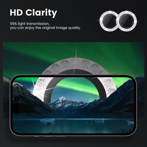 Tensea for iPhone 15 / iPhone 15 Plus Camera Lens Protector, 9H Tempered Glass Camera Cover Screen Protector, HD Clear, Metal Individual Ring for ...