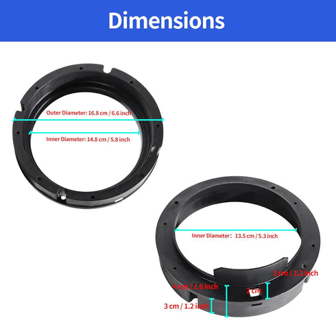 RED WOLF Car Door Speaker Adapter Bracket 6.5 Inch Fit VW Volkswagen Passat Golf/Jetta/Beetle1999-2019, Porsche 2000-2006, Skoda 2005-2013 Install...